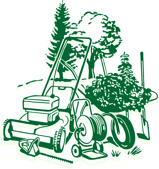 Grafik klassischer Gärtnerwerkzeuge