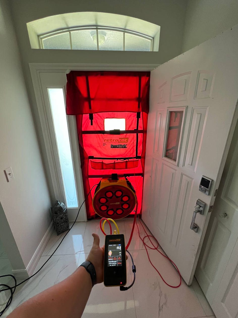 Blower Door machines measure the air leakiness of your home. This can help us determine if you need Air Sealing or not. 