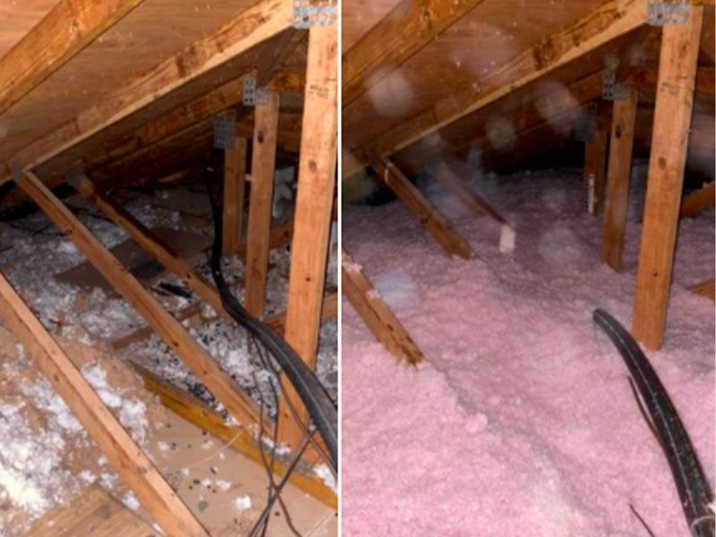 Blown in insulation covers the tops of all the 2x4’s on the floor of your attic preventing them from radiating heat.
