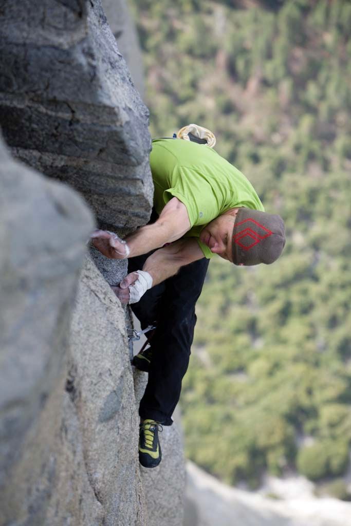 Tommy Caldwell and Justin Sjong attempt to free climb Magic Mushroom (A3 5.7) on El Capitan, Yosemite National Park. Photo Cred: Corey Rich