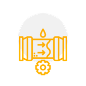 An icon of a candle with arrows pointing in opposite directions and a flower.