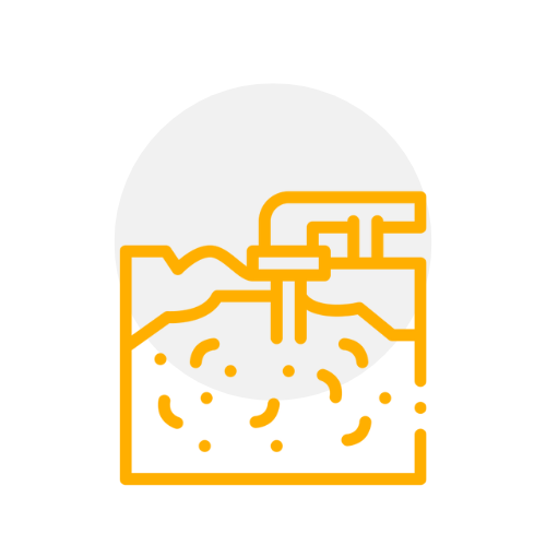 A line drawing of a tank with a hose coming out of it.