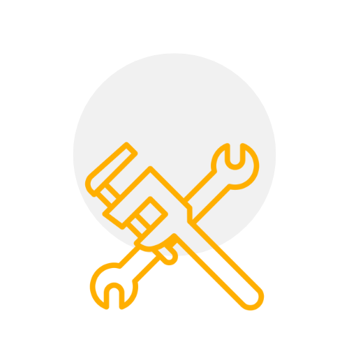A wrench and a pipe wrench are crossed in a circle.