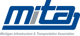Logo for Michigan Infrastructure & Transportation Association. Blue and gray stylized text