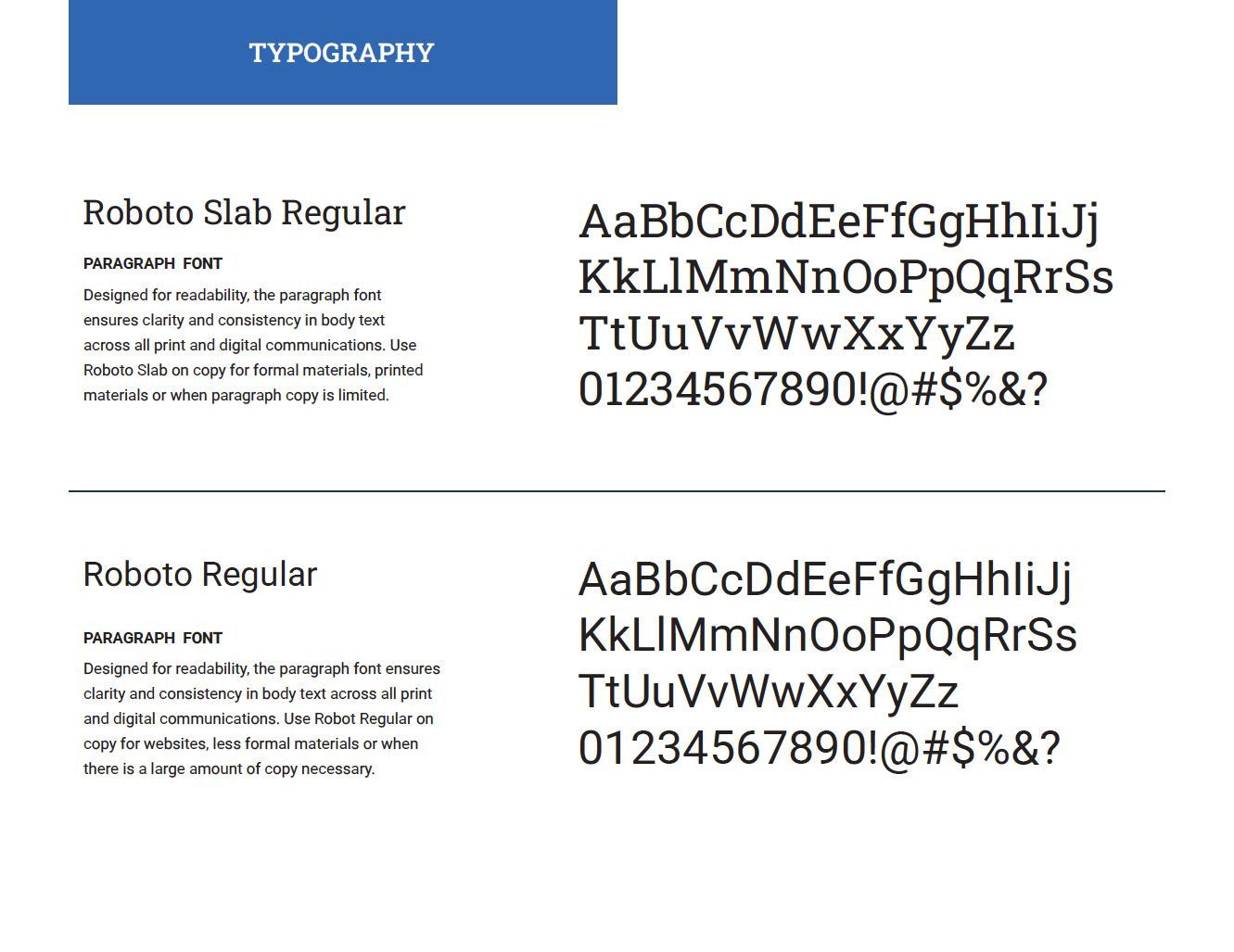 Two different types of typography are shown on a white background.
