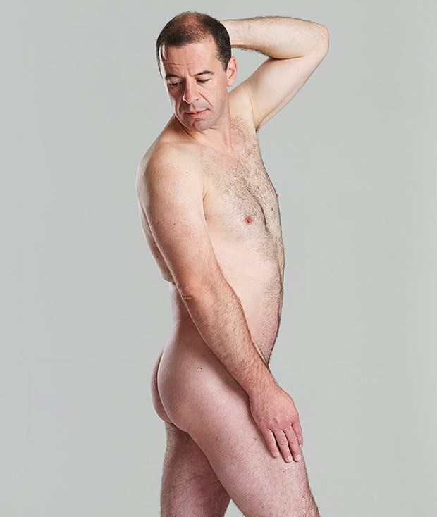 Mature male life model posing nude