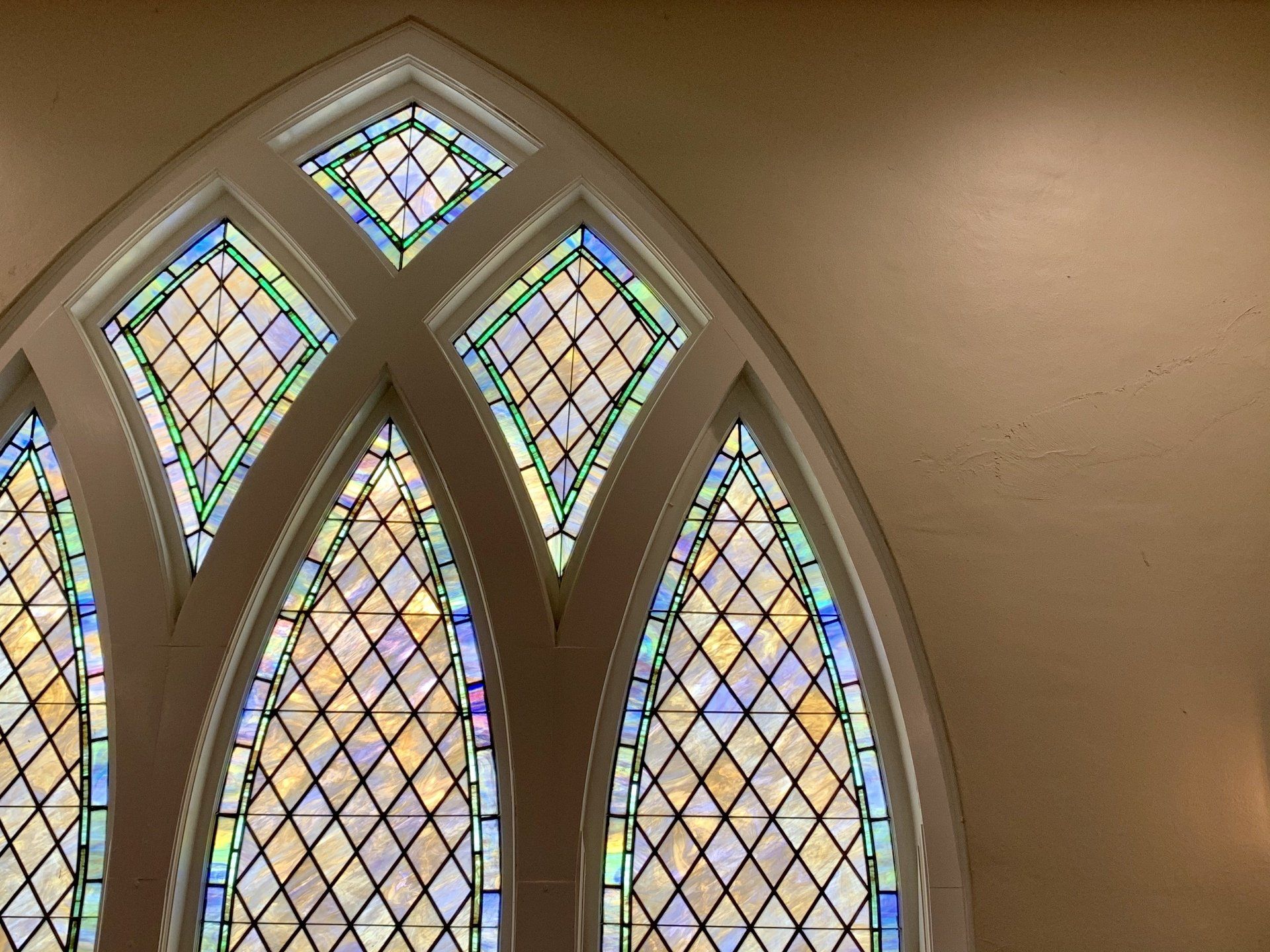Stained glass in church