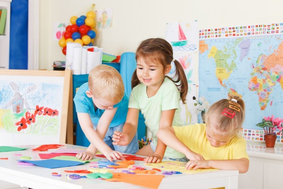 Three Children, Two Boys and a Girl, Work on a Craft Project — Five Star Family Day Care In Metford, NSW
