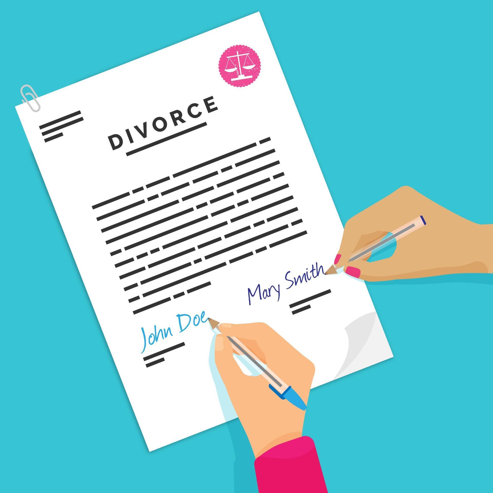 Divorce Document With Signatures: Mary Smith and John Doe — Five Star Family Day Care In Metford, NSW