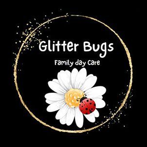 A Logo for Glitter Bugs Family Day Care With a Ladybug on a Daisy — Five Star Family Day Care in Singleton, NSW