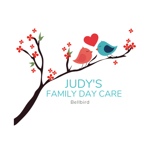 A Logo for Judy's Family Day Care With Two Birds Sitting on a Branch — Five Star Family Day Care in Cessnock, NSW