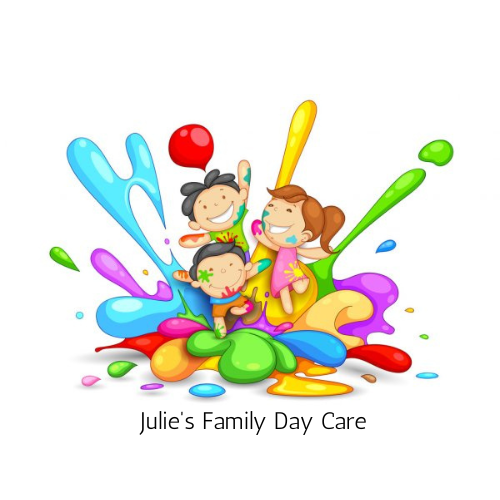Julie's Family Day Care Logo With a Woman and Two Children — Five Star Family Day Care in Muswellbrook, NSW