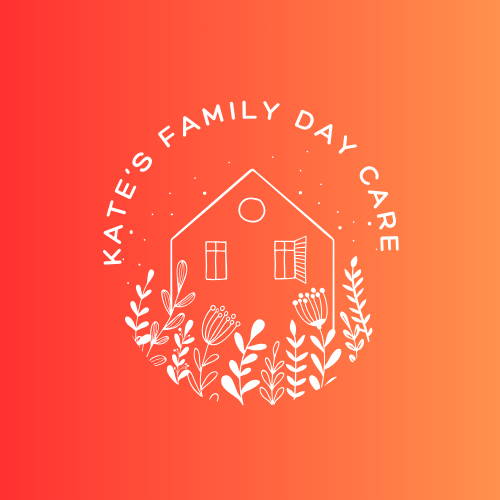 A Logo for Kate's Family Day Care With a House and Flowers — Five Star Family Day Care in Cessnock, NSW