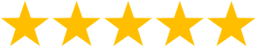 A row of five yellow stars on a white background.