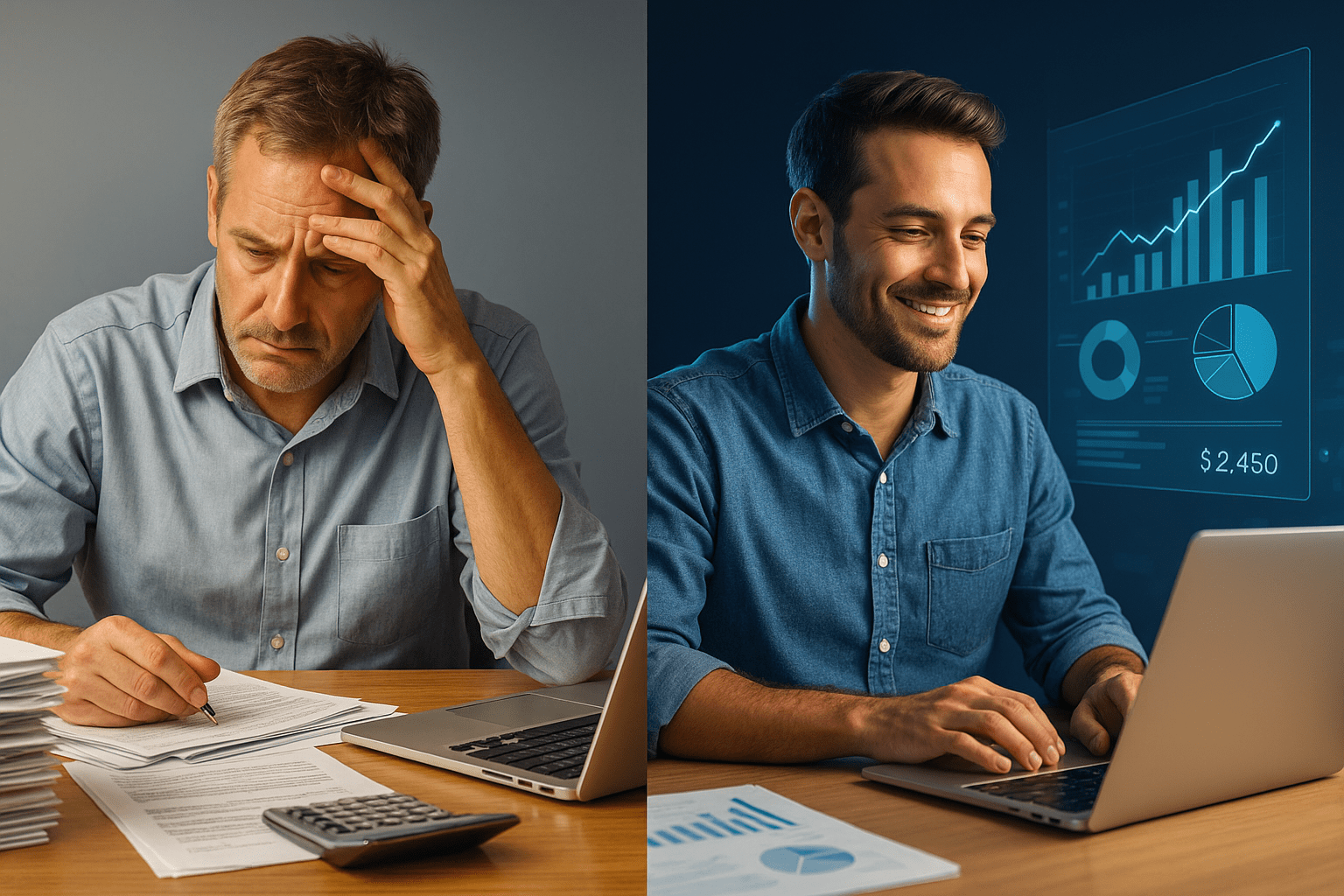 Manual finance vs. AI-assisted bookkeeping