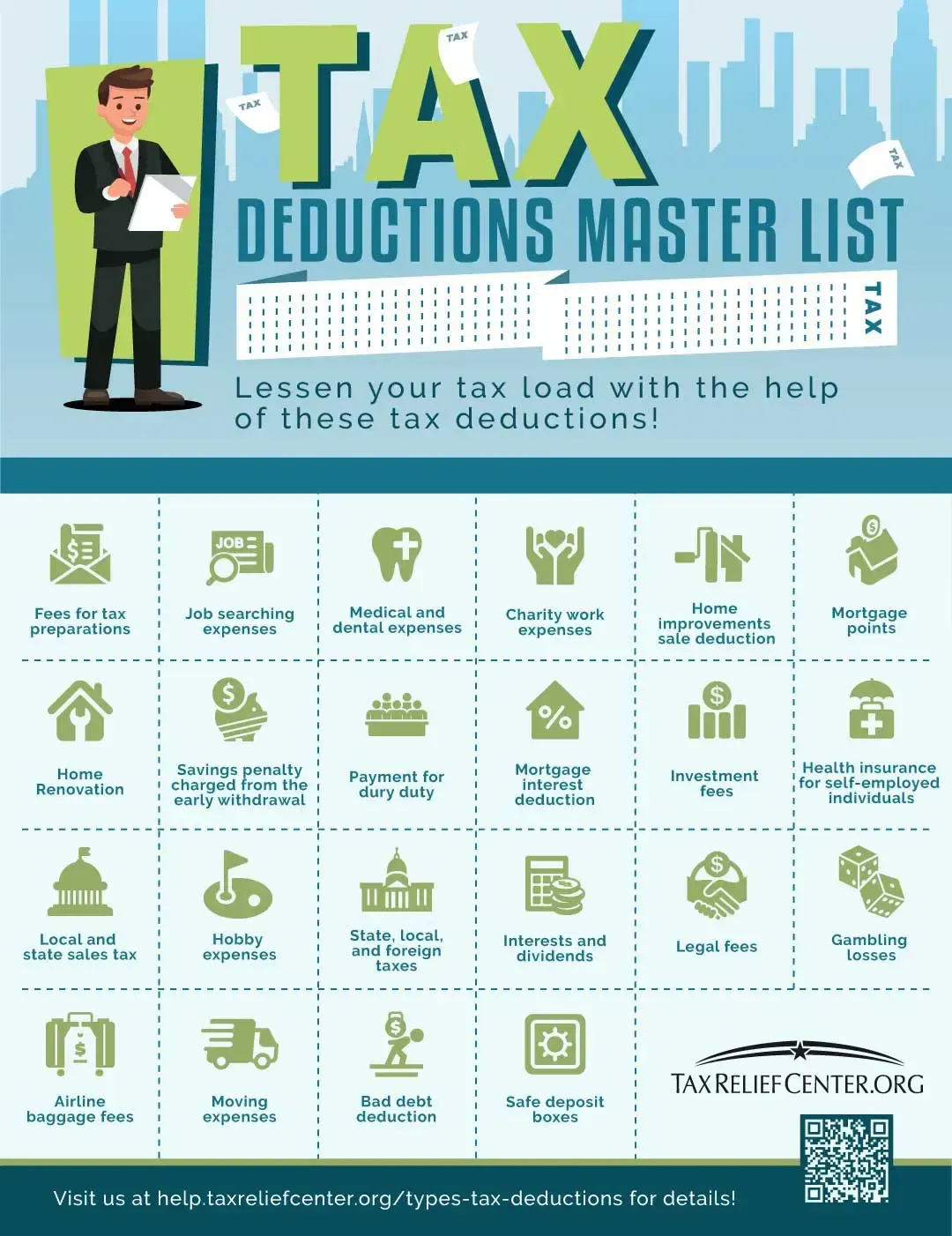 tax deductions infographic for tax planning strategies