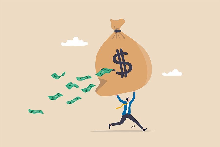 Dramatic concept of losing money due to bad bookkeeping