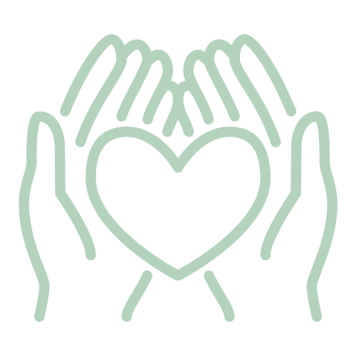 cares icon: hands holding a heart