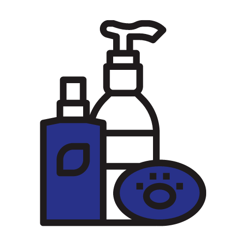 donate goods icon: soaps and spray bottles