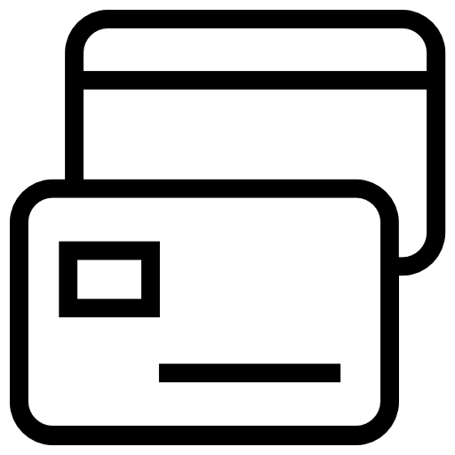 Dos tarjetas de crédito apiladas, la delantera con un pequeño chip y una banda magnética.