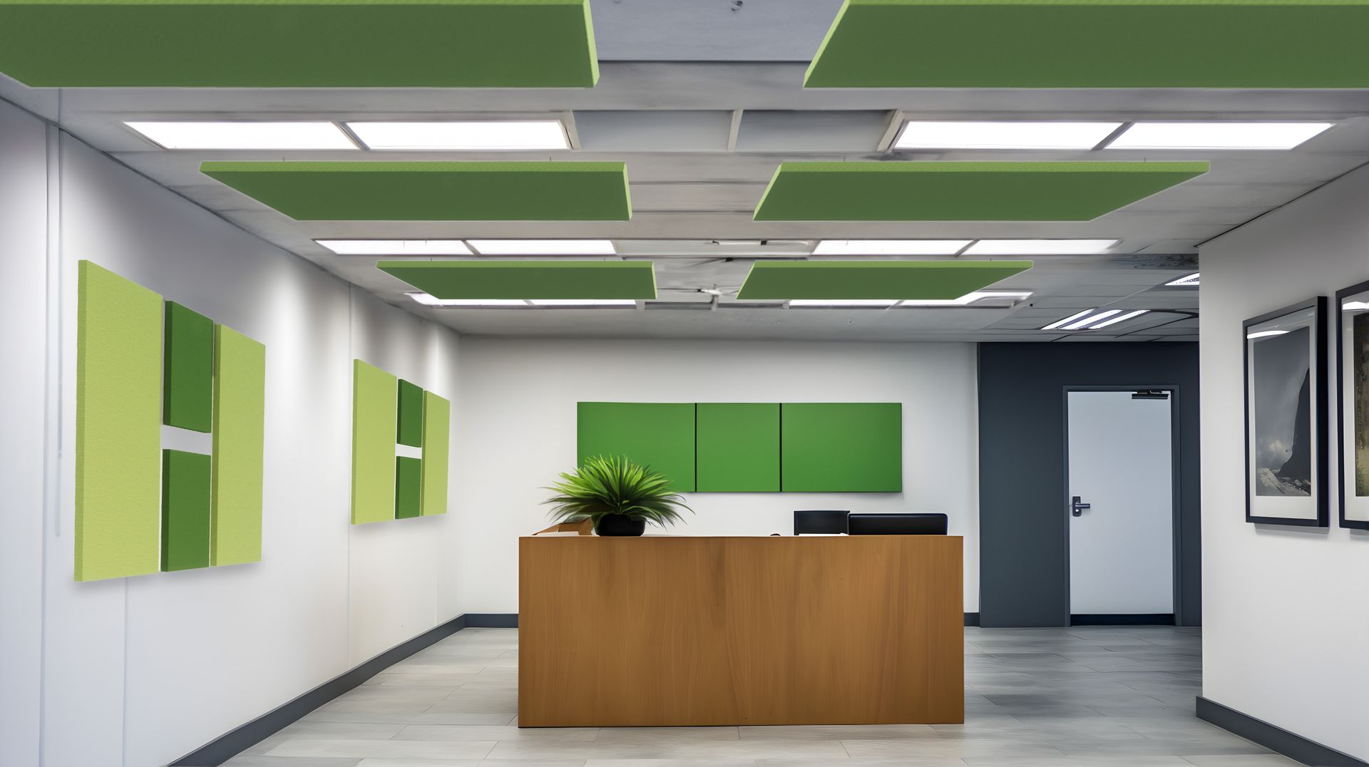 Acoustic panels in an office