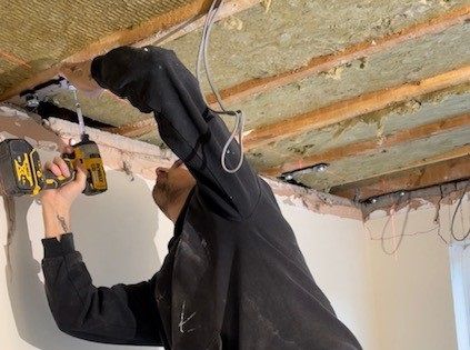 Attaching ReductoClips to timber ceiling joists