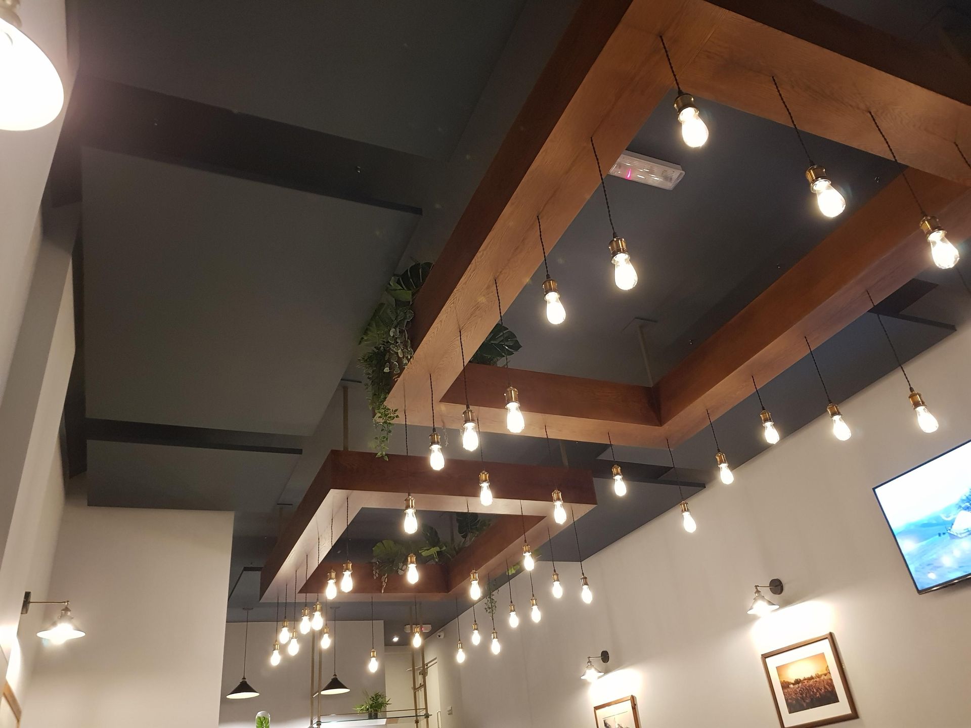 ProSound Acoustic Ceiling Rafts in a restaurant