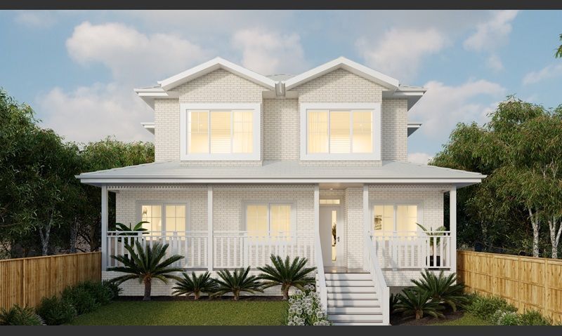 Two-story white house with a porch and steps — Premier Bricks, Blocks & Pavers In Heatherbrae, NSW