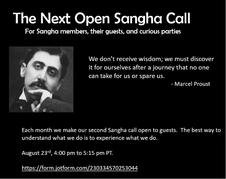 Poster for the Next Open Sangha Call