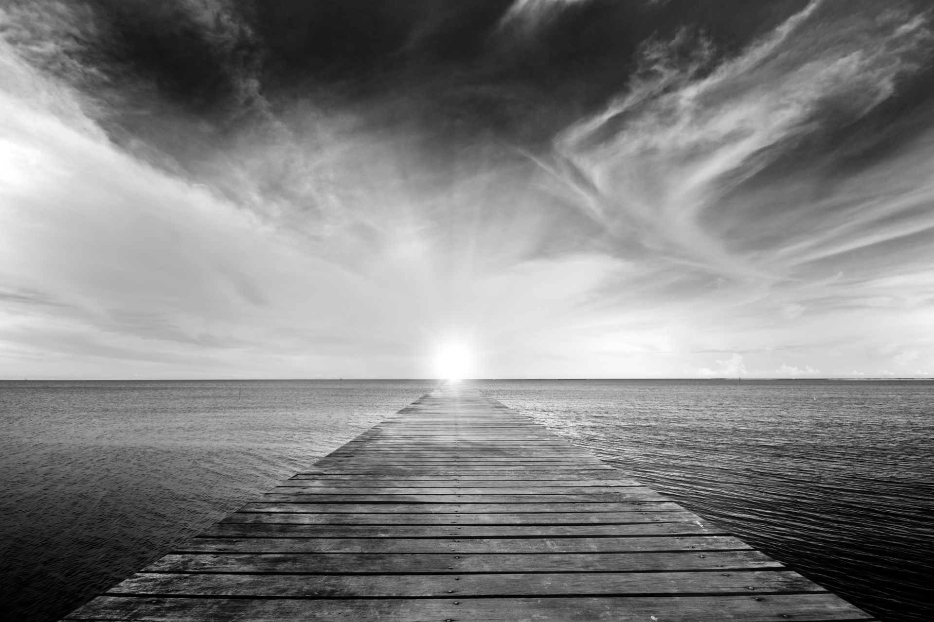 Black and White Photo of a Pier