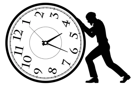 Man Pushing a Huge Clock