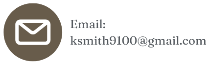 A brown circle with a white envelope and the email address kssmith910@gmail.com