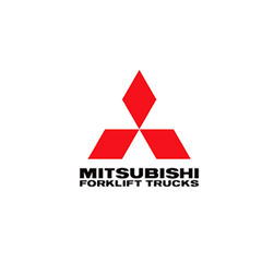 Logotipo rojo de Mitsubishi sobre el texto 