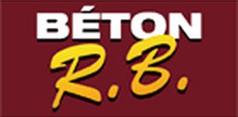 Logo de Béton RB avec « BÉTON » en lettres blanches sur fond marron clair « RB ».