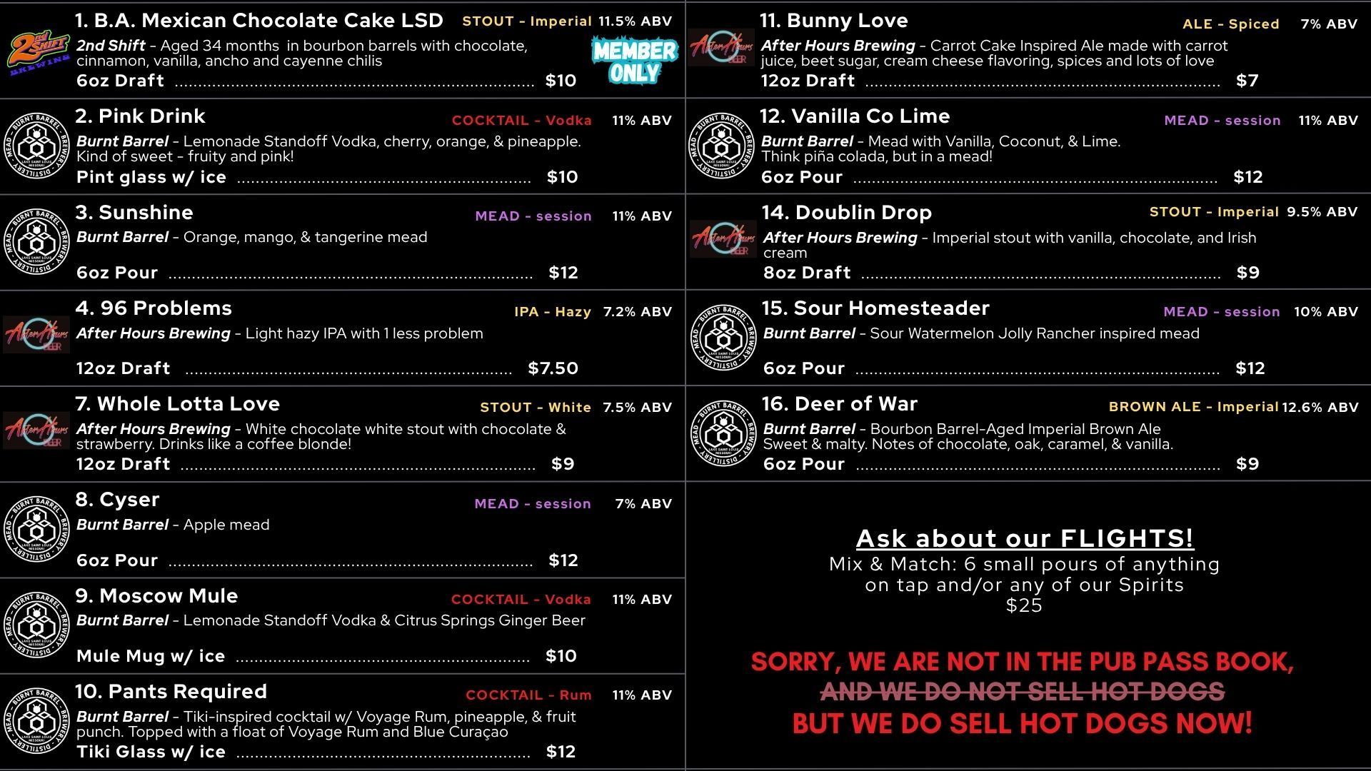 Menu List — Lake St. Louis, MO — Burnt Barrel Meadery & Distillery Menu List — Lake St. Louis, MO — Burnt Barrel Meadery & Distillery