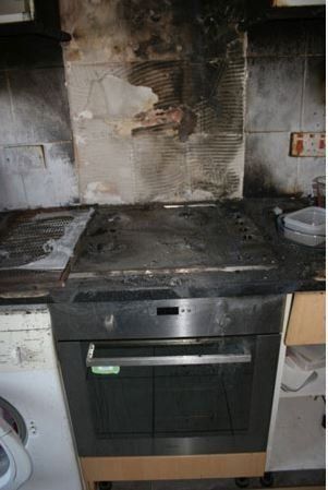 fire damaged kitchen