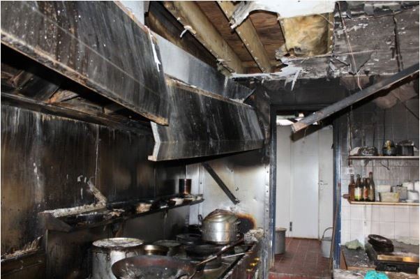 fire damage to restaurant kitchen