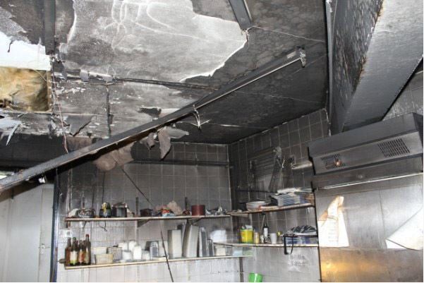 fire damamged commercial kitchen