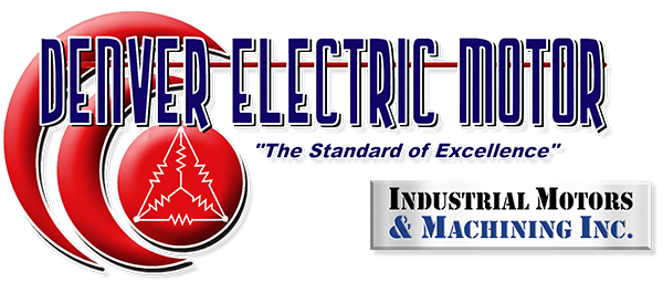 Denver Electric Motor Industrial Motors & Machining logo in red, blue, and silver