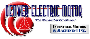 Denver Electric Motor Industrial Motors & Machining logo in red, blue, and silver