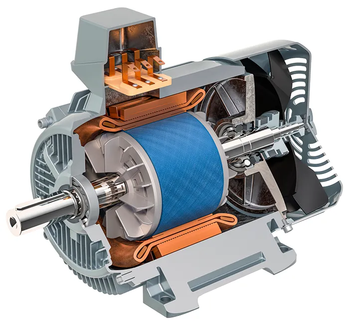 A close up of a motor showing the inside of it