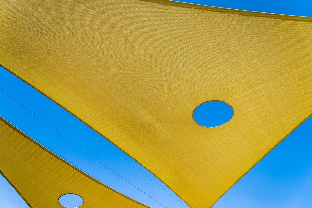 Yellow Shade Sails With Blue Sky — Canobolas Canvas In Orange, NSW