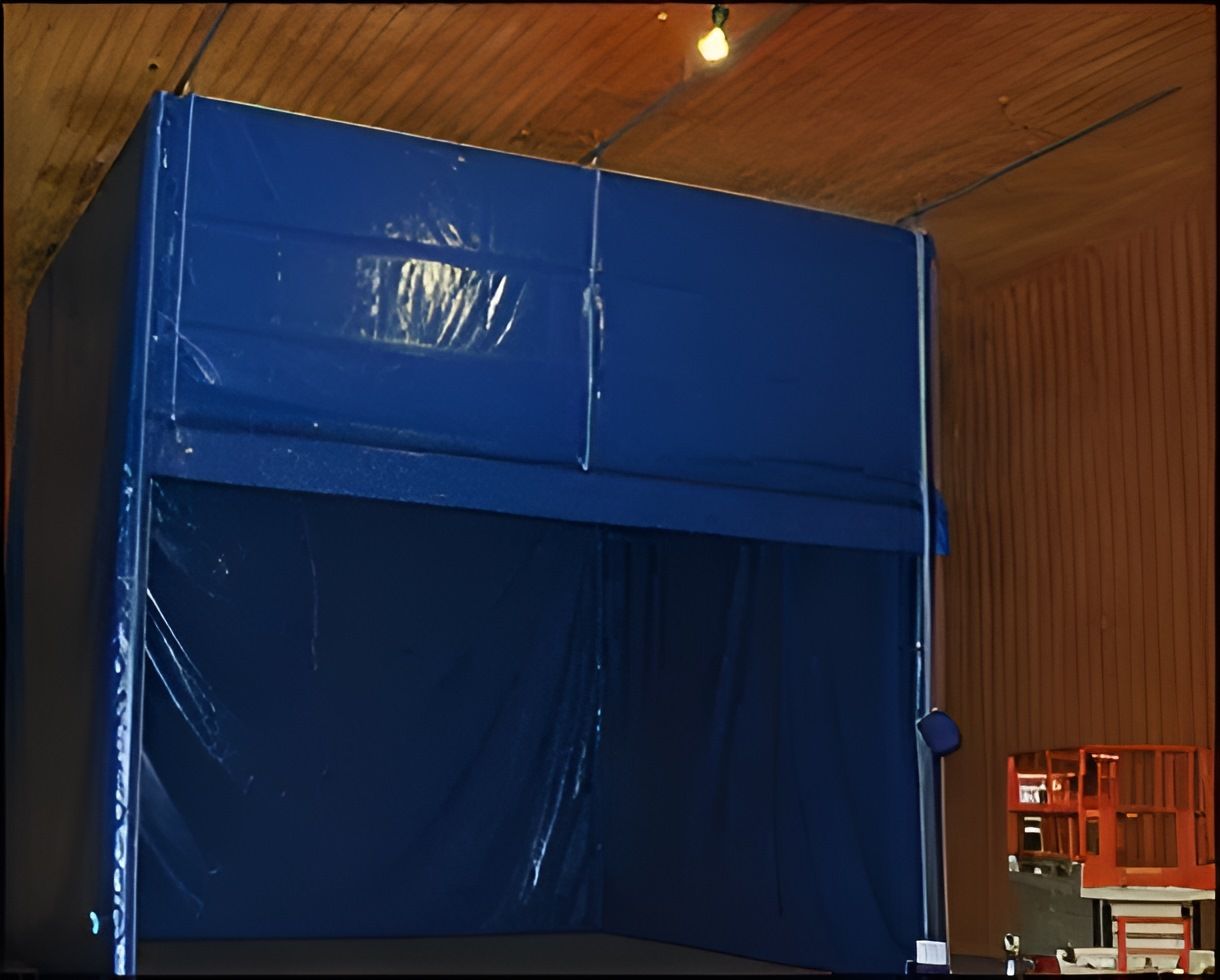 Blue, Enclosed Structure With A Partially Open Front — Canobolas Canvas In Orange, NSW