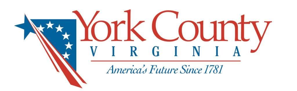 York County Virginia logo with a blue star, red and white streaks, and text.