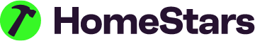 HomeStars logo with a green circle containing a dark hammer, and 