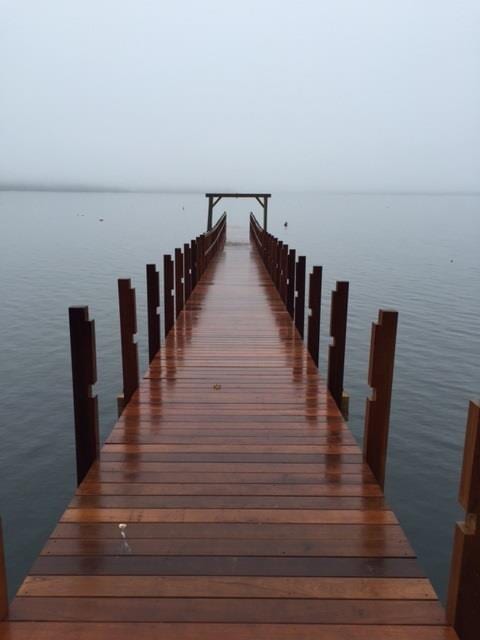 Finishing touches to a pier under construction in Marblehead