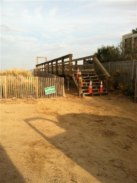 Completed beach access includes a removable aluminum gangway and winch system