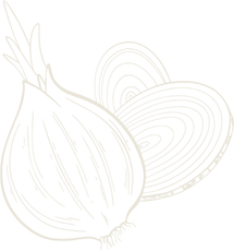 Onion with two slices, light color.