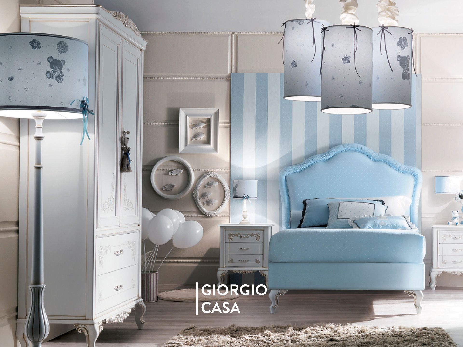 cameretta azzurra elegante