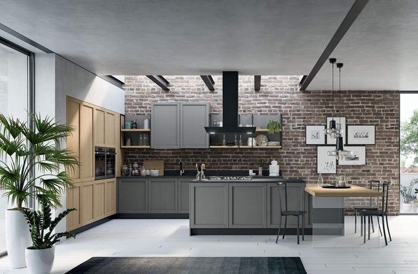 cucina stile industrial grigia